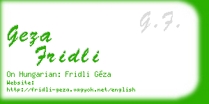 geza fridli business card